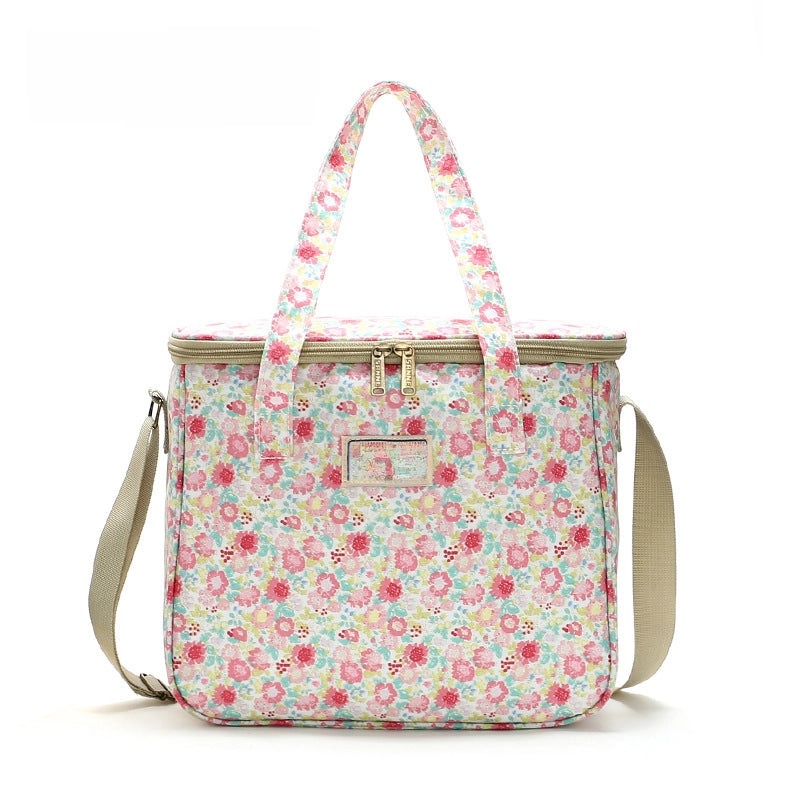 Sanneng Floral Insulated Lunch Bag Large Capacity Portable Aluminum Foil Cooler Bag for Students Outdoor Picnic|Lunch Bags & Coolers