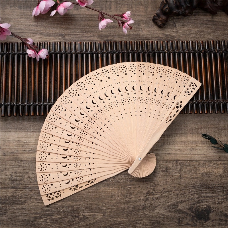 8 Inch Traditional Chinese Folding Fan Imitation Sandalwood Wood Fan Full Flush Design Export Gift Fan|Home & Garden > Home Décor > Fans & Hand F