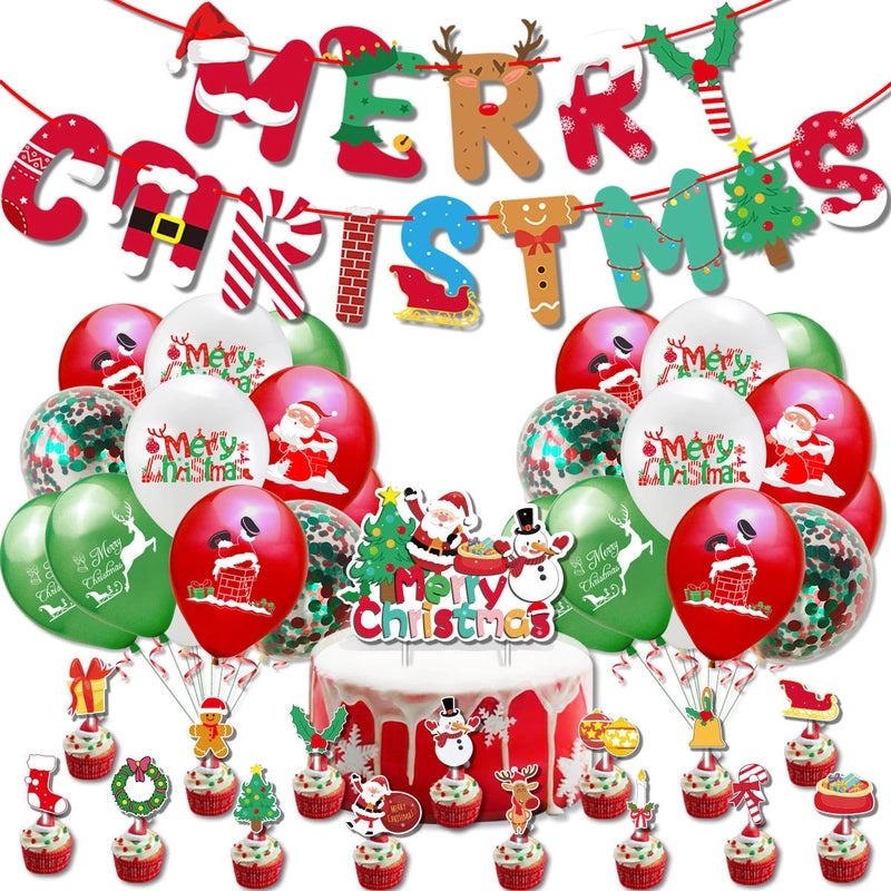Cute Santa Claus Christmas Letter Emulsion Balloons for Holiday Party Decor|Holiday Party Decorations