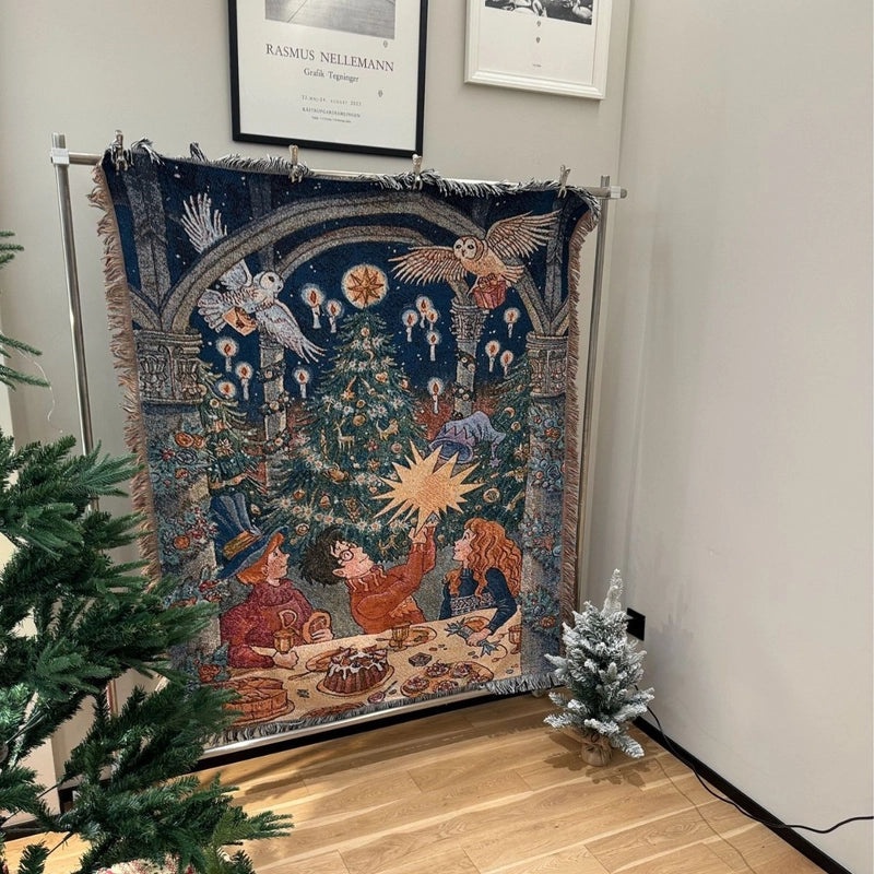 Elegant Christmas Stripe Cotton Blanket for Couch & Sofa Decor | Home Textiles & Blankets