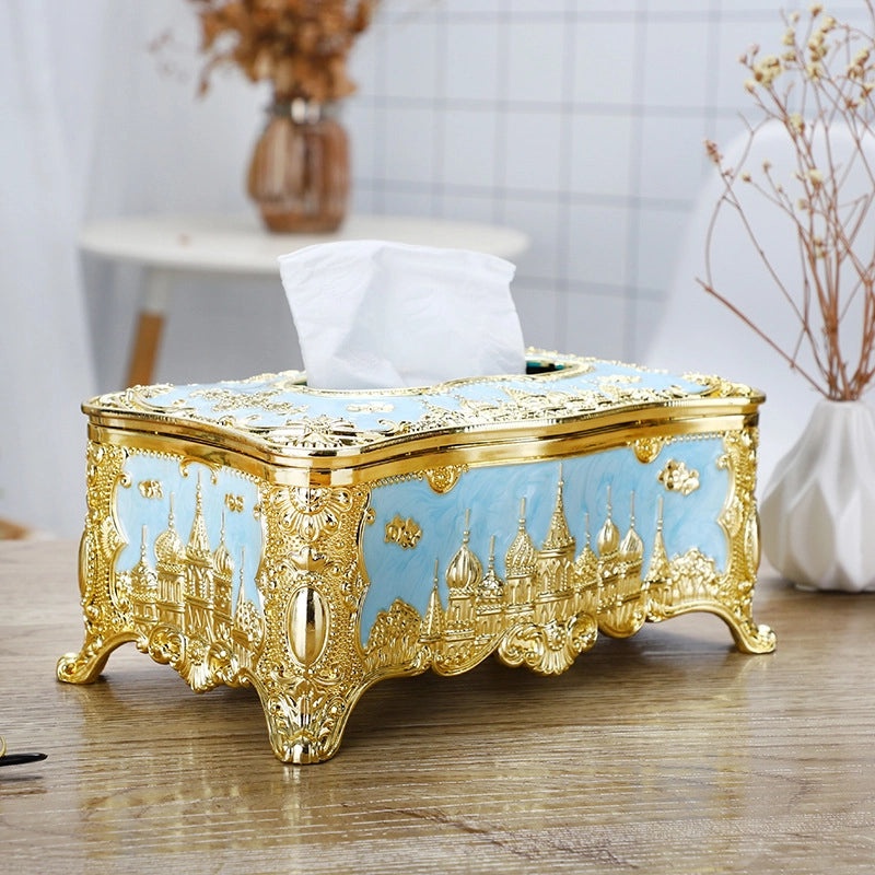Golden Edge Small Napkin Tissue Box for Home Desktop Use | Home & Living Accessories