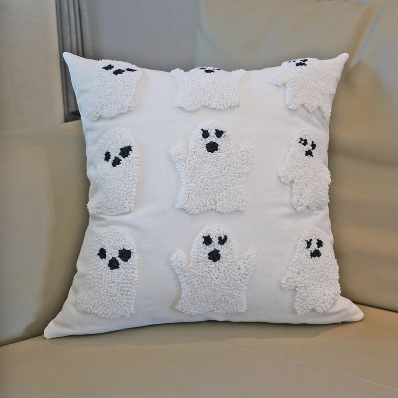 Velvet Halloween Ghost Embroidered Pillow Cover for Sofa Home Holiday Decoration | Home Decor Cushions