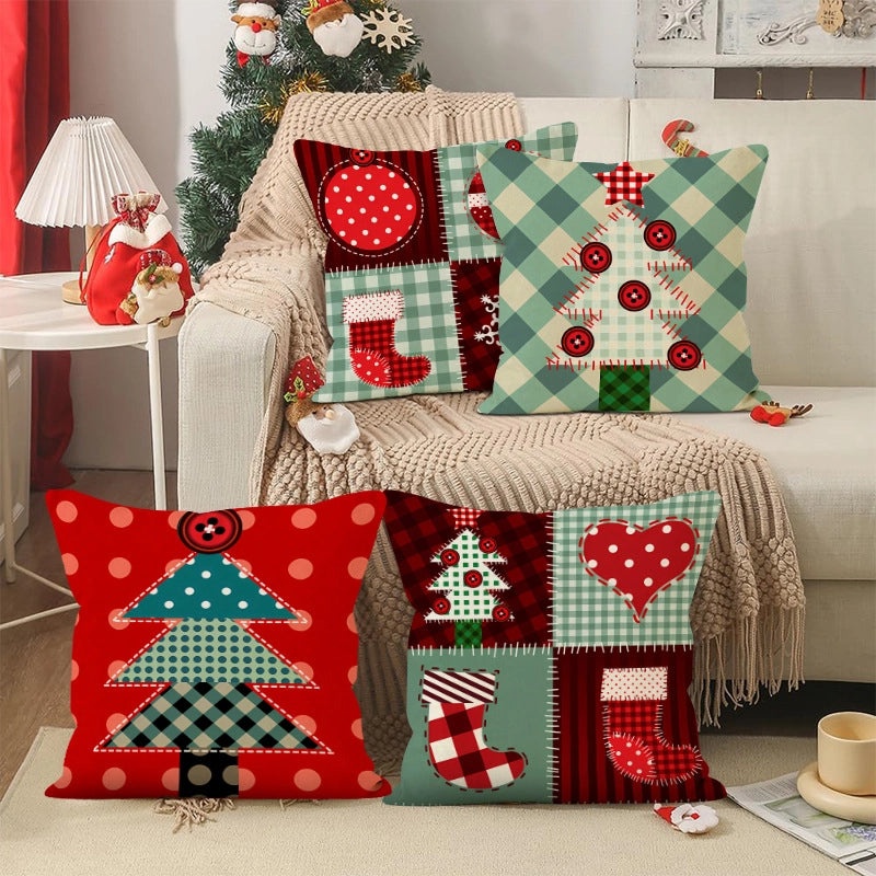 Nordic Christmas Linen Pillow Covers with Snowflake Tree Design | Home Decor & Sofa Accessories