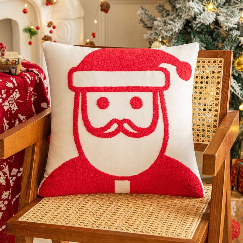 Christmas Tree Santa Elk Velvet Cotton Throw Pillow for Couch & Sofa | Home Decor Pillows