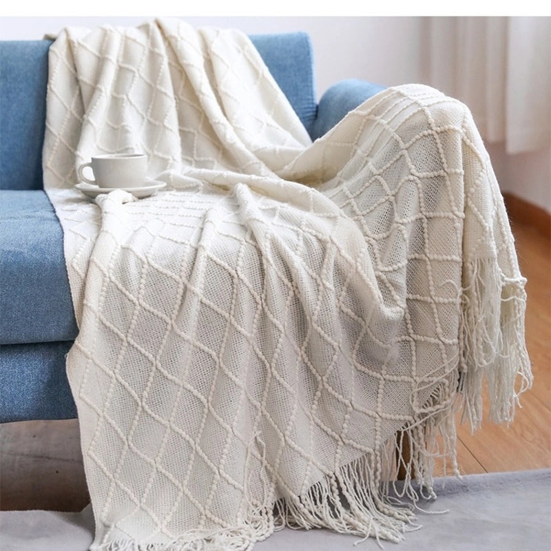 Cozy Solid Color Acrylic Fiber Blanket for Home | Bedding & Blankets