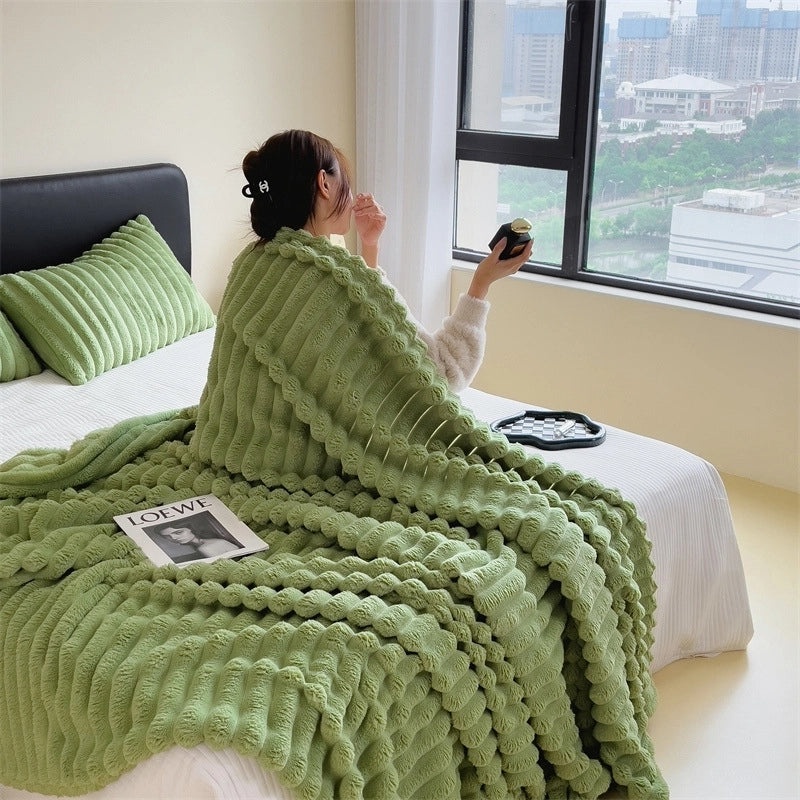 Short Plush Velvet Rabbit Fur Blanket Thick Soft Warm Nap Throw for Sofa Office Bed|Home Textiles