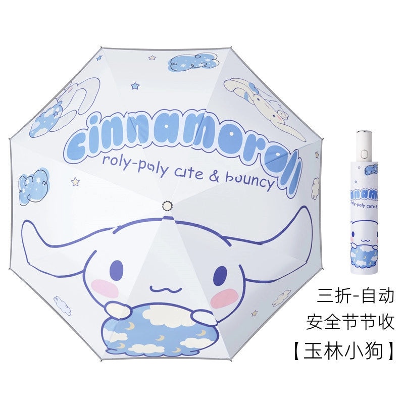 Kids Portable Folding Umbrella Cute Cartoon Design Sunshade Sunscreen Anti-Rebound for Students Men Women|Umbrellas & Rain Gear