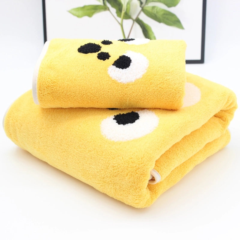 Adorable Cartoon Coral Fleece Bath Towels Soft Absorbent Bathroom Linen|Home & Bath Accessories