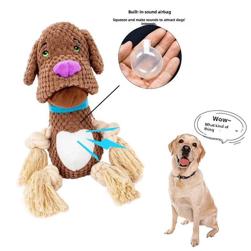 Durable Dog Plush Toy with Sound and Bite-Resistant Cotton Rope | Interactive Chew Toy for Large Dogs and Puppies | Pet Supplies|Pet Toys