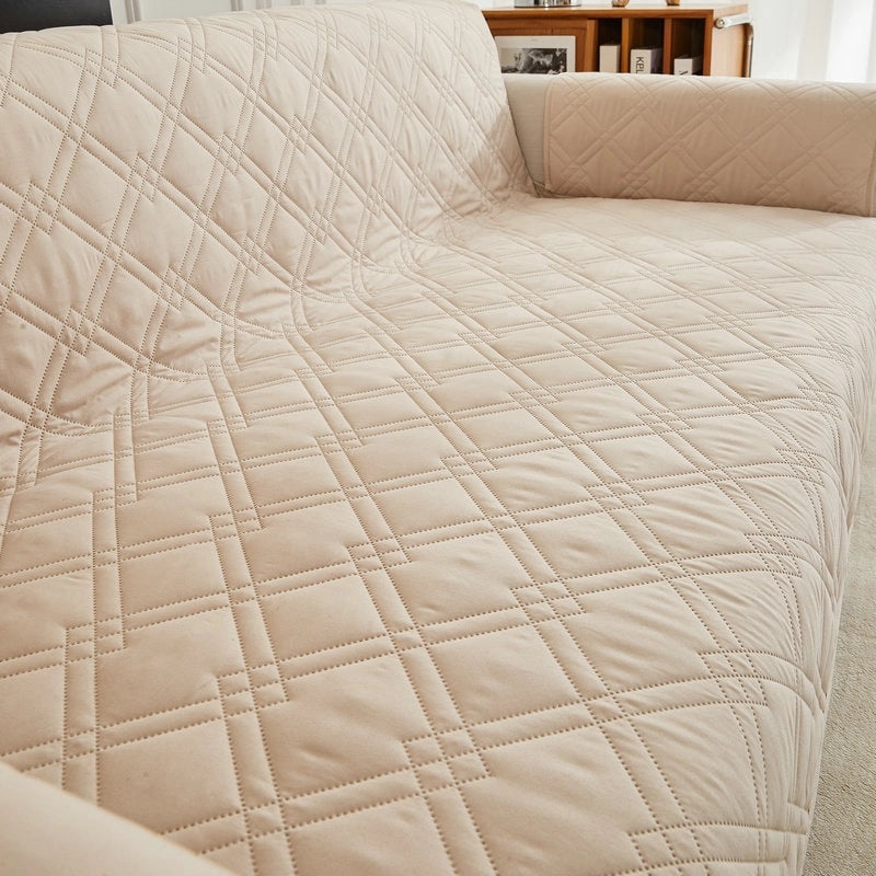 Quilted Recliner Sofa Cover with Double-line Diamond Stitching Non-slip Waterproof Cushion Protector|Home Decor & Furniture Accessories