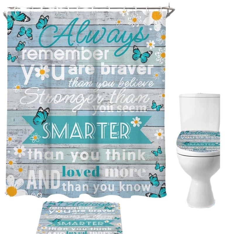 Minimalist Polyester Letter Pattern Shower Curtain for Bathroom Decor|Home & Bath Accessories