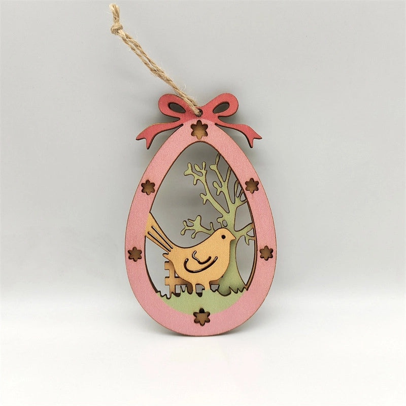 Elegant Easter Floral Wood Boxwood Hanging Ornament for Holiday Decoration | Home Decor & Seasonal Ornaments