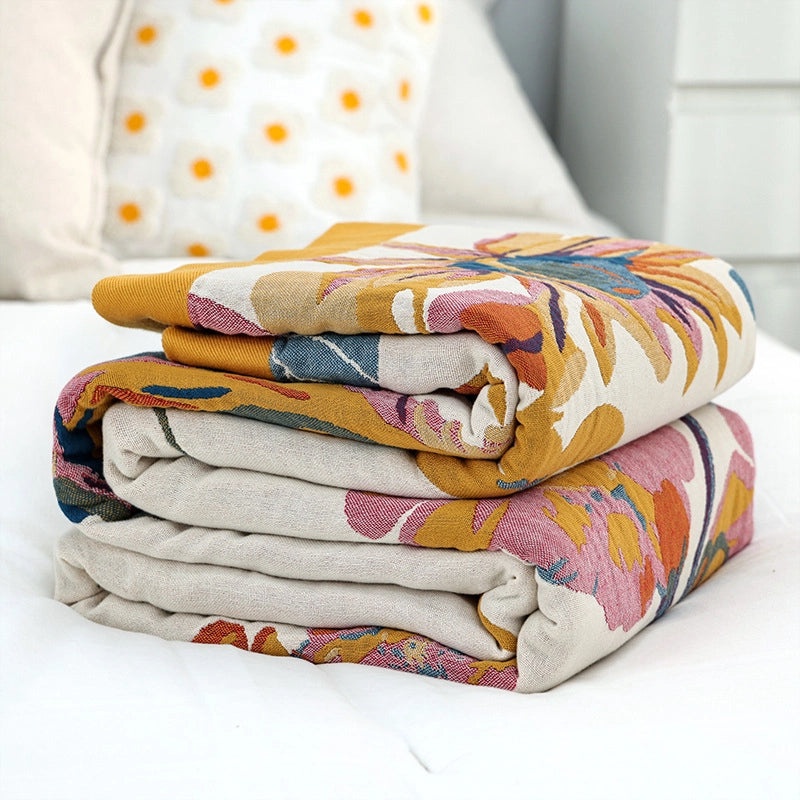 Cotton Multi-layer Gauze Quilt Towel Lightweight Summer Cooling Blanket Single Double Use|Home Textiles Bedding