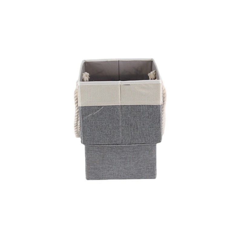 Foldable Gray Stair-Shaped Fabric Storage Basket with Handle | Home Storage & Organization