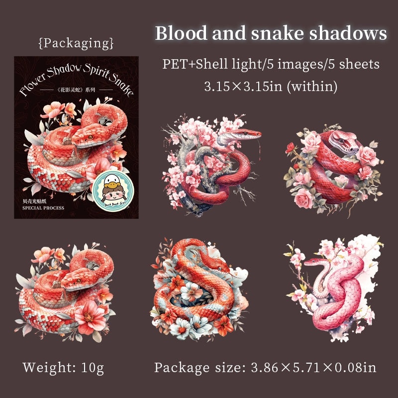 Floral Snake Pattern Vintage Style PET Stickers Set|Home & Garden Accessories
