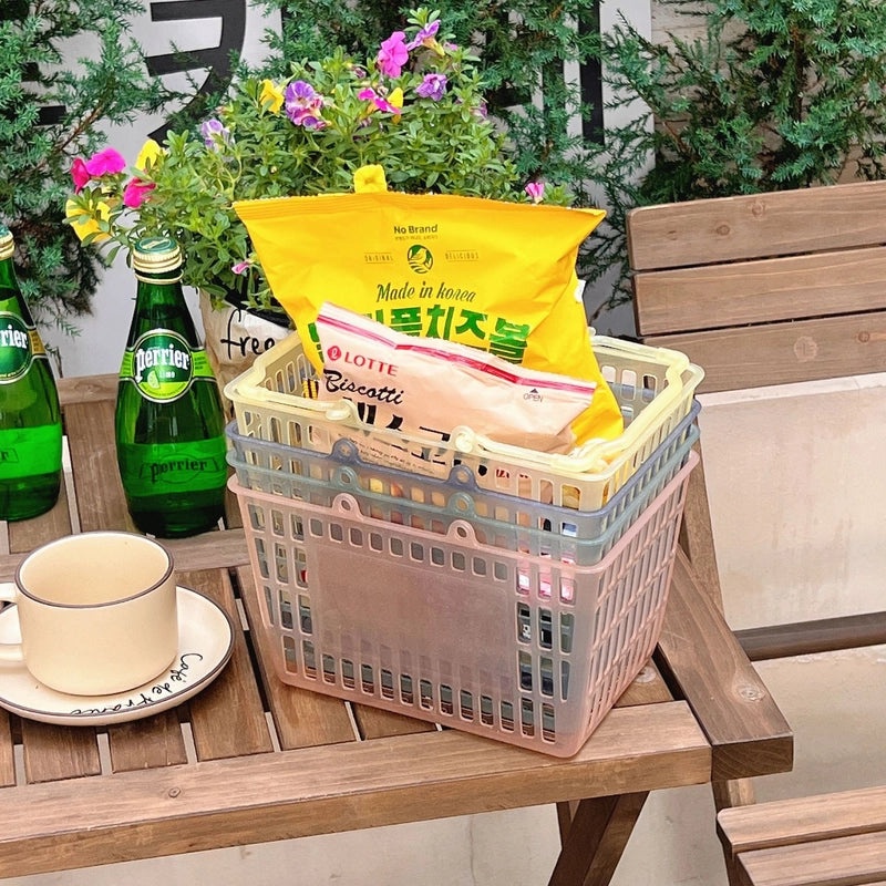 Minimalist Round Square Solid Color Plastic Storage Basket | Home Organization & Storage Bins