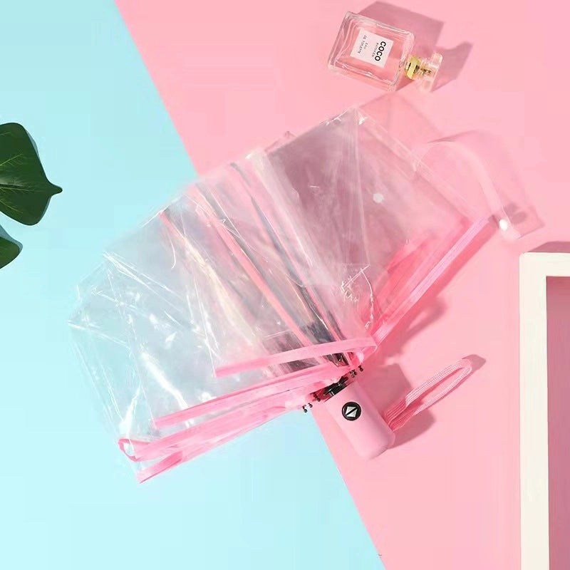 Transparent Automatic Umbrella for Women and Kids Large Clear Rain Protection Printed Logo Customizable|Umbrellas & Rain Gear