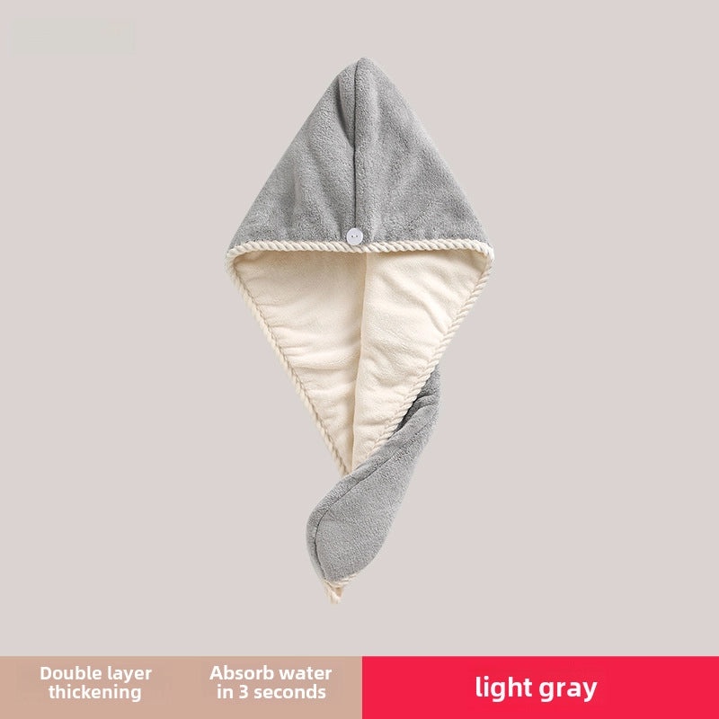 Coral Velvet Bamboo Charcoal Antibacterial Double-layer Hair Drying Towel Cap for Women | Hair Care Accessories