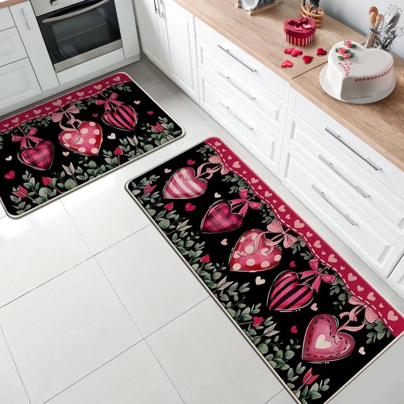 Valentine's Day Casual Elegant Heart-Shaped Striped Polyester Bath Rug|Home Decor Bath Rugs