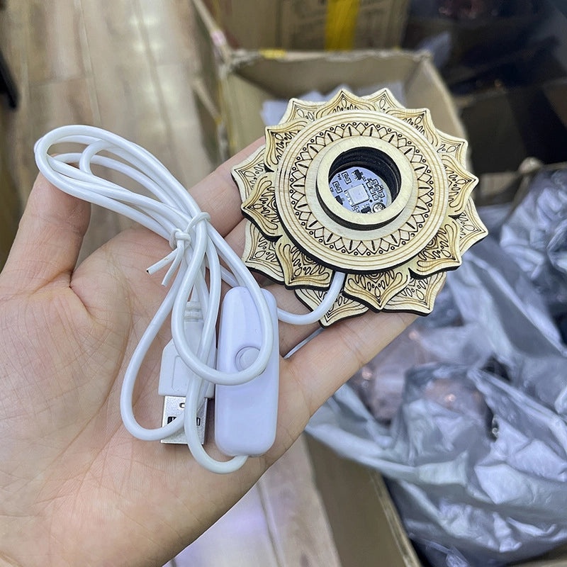 LED Crystal Ball with Wooden Stump Base USB Night Light for Desktop Decoration|Home Decor & Lighting