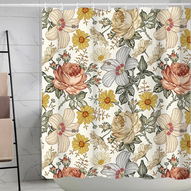 Waterproof Tropical Jungle Leaf Shower Curtain with Hooks 3D Printed Polyester for Bathroom|Shower Curtains & Accessories