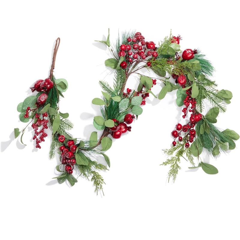 Simulated Eucalyptus Rattan Christmas Wreath Wall Decoration Floral Arrangement|Home Decor & Seasonal Decorations