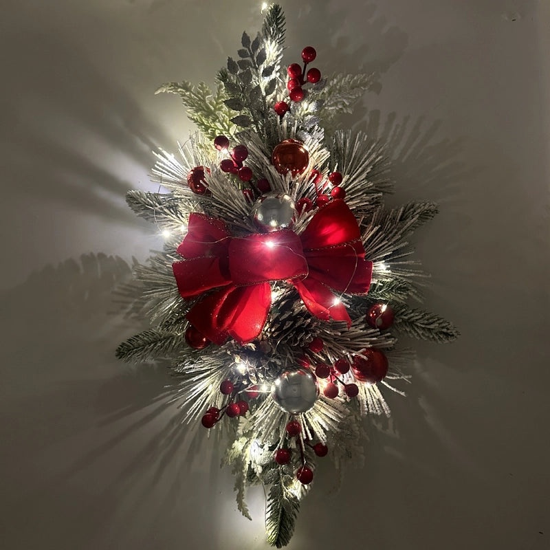 Christmas Flocked Staircase Wreath Nordic Indoor Home Decor Holiday Scene Layout|Christmas Decorations