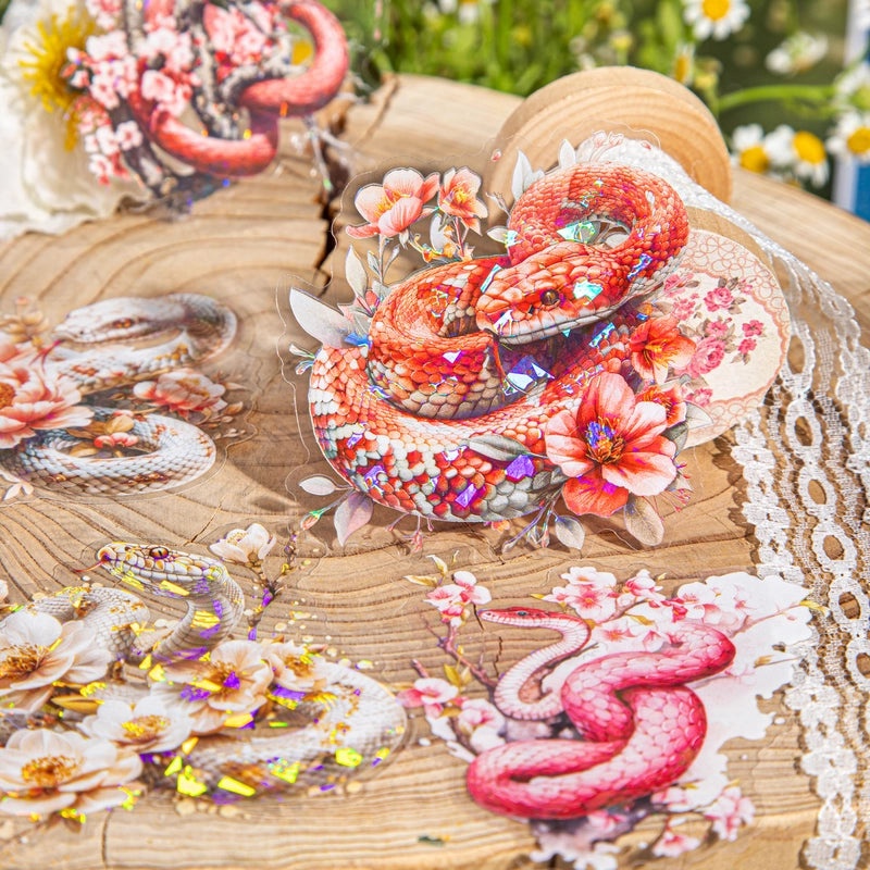 Floral Snake Pattern Vintage Style PET Stickers Set|Home & Garden Accessories