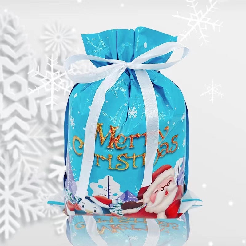 Santa Claus Drawstring Gift Bag for Christmas and Halloween Candy Packaging|Holiday Party Supplies