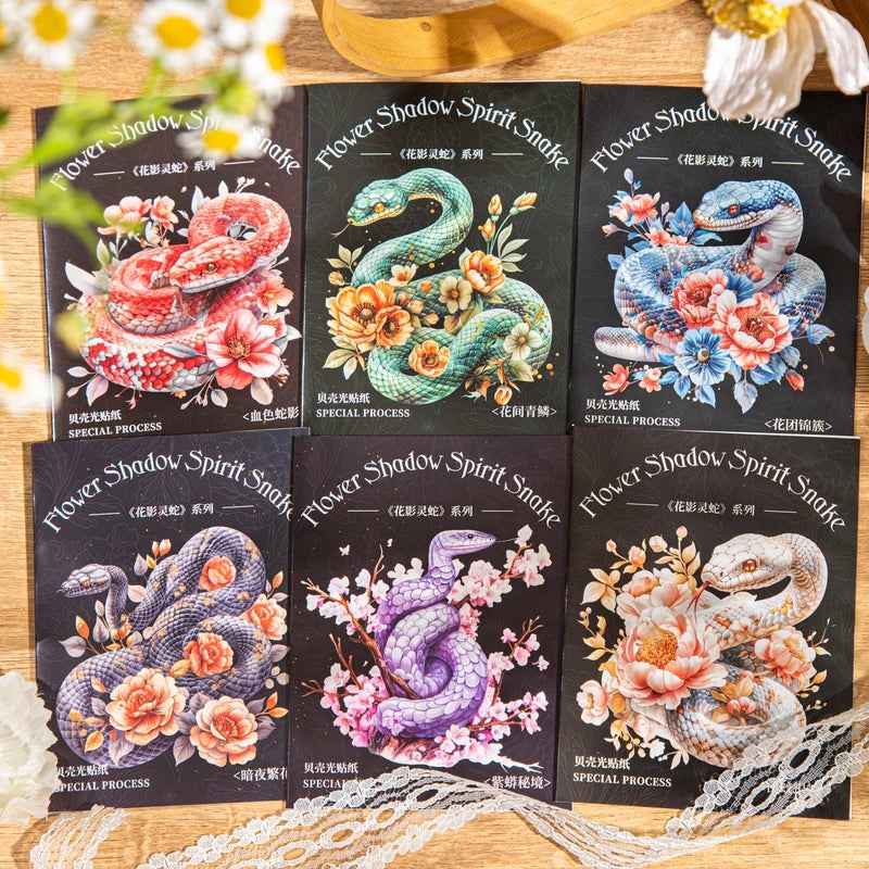Floral Snake Pattern Vintage Style PET Stickers Set|Home & Garden Accessories