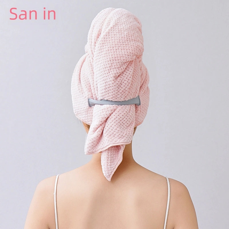 Pineapple Plaid Coral Fleece Hair Drying Towel for Women 60x100cm Thick Absorbent Quick-Dry Headscarf|Hair Accessories