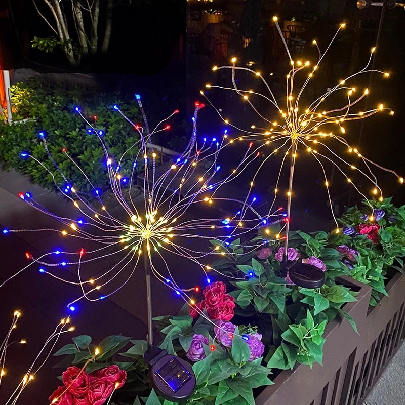 Solar LED Fireworks Dandelion Floor Lamp Waterproof Outdoor Garden Lawn Decor|Outdoor Lighting
