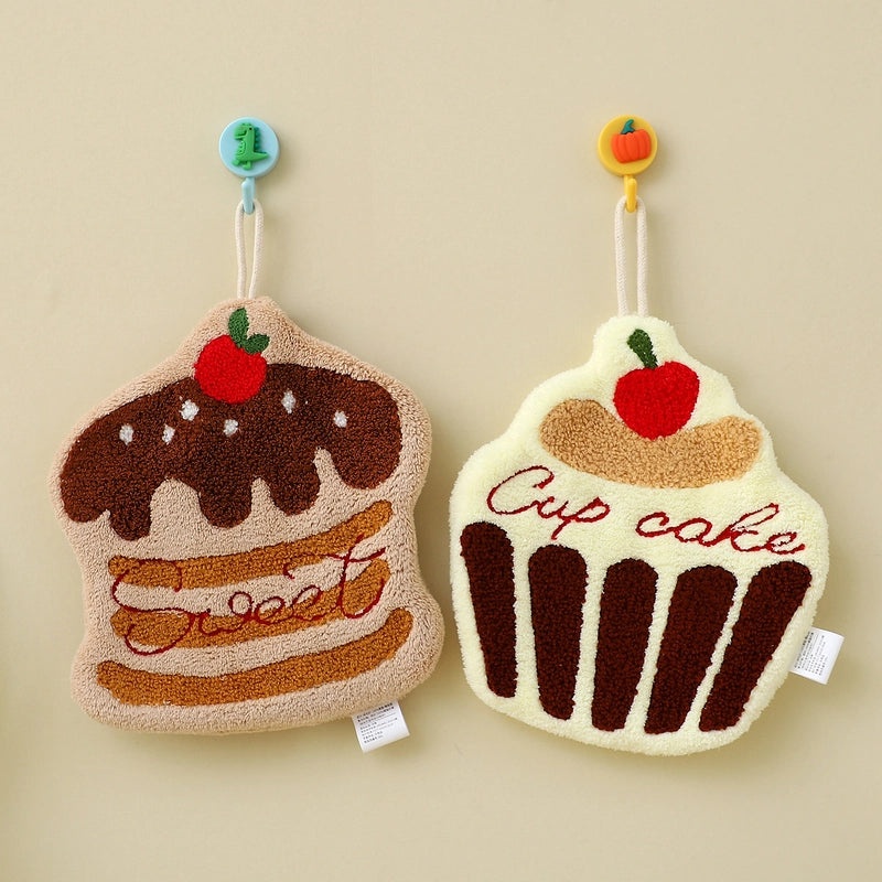 Cute Cake Pattern Coral Fleece Soft Towels|Home & Living>Bath>Bath Towels