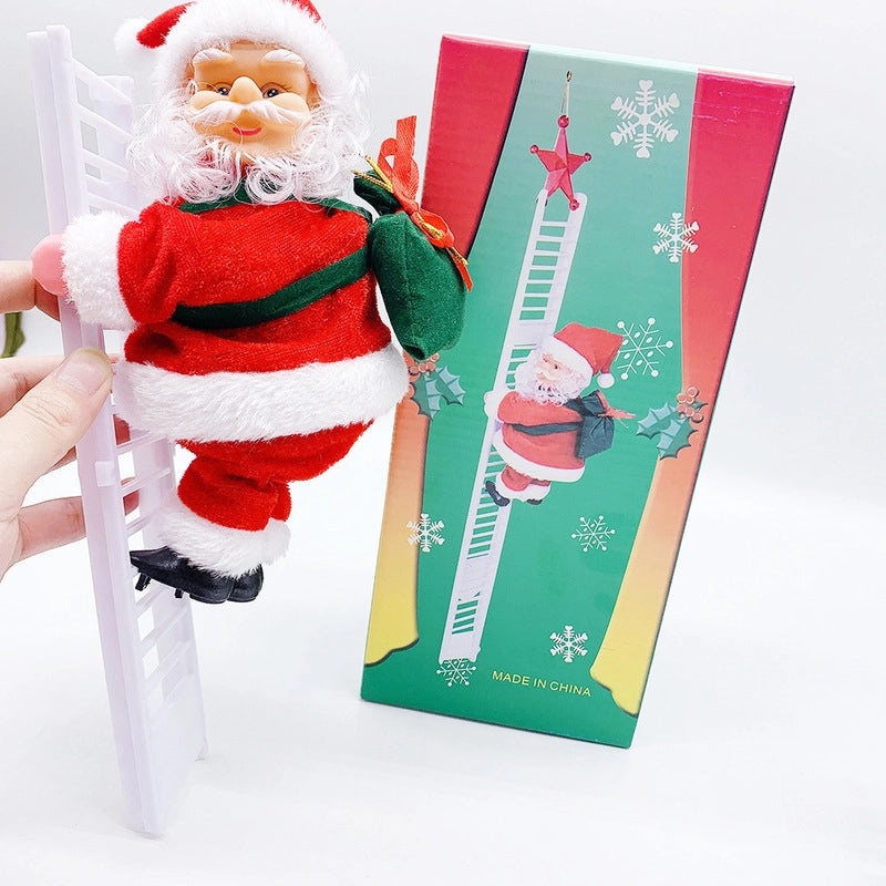 Christmas Fiber Optic Climbing Ladder Red White Double and Single with Santa Deer and Sleigh Decorations|Holiday Decorations