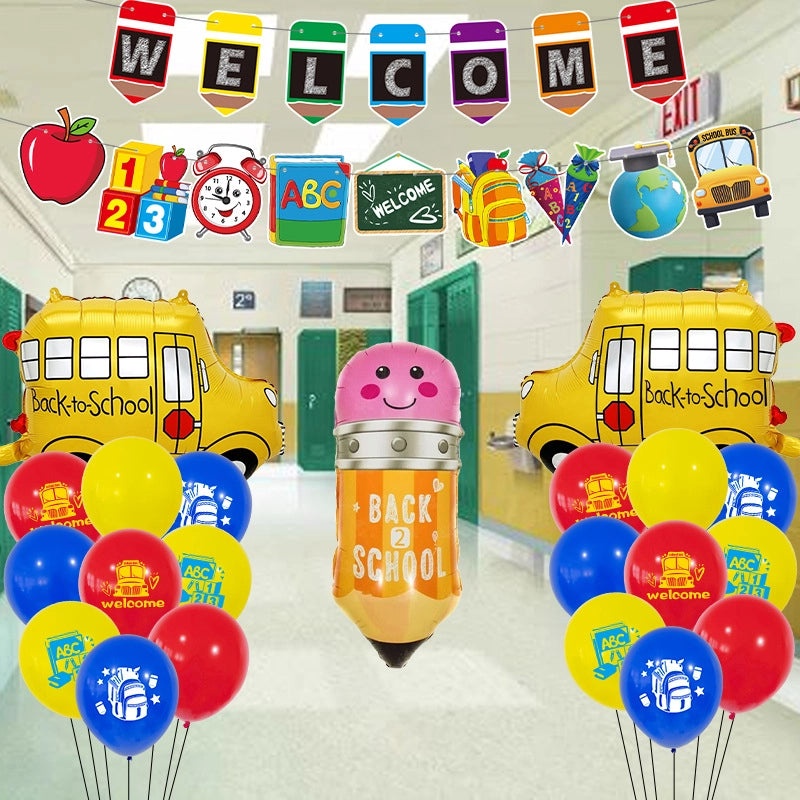 Cartoon Style School Backpack with Car Print and Aluminum Balloon for Home Party | School Supplies