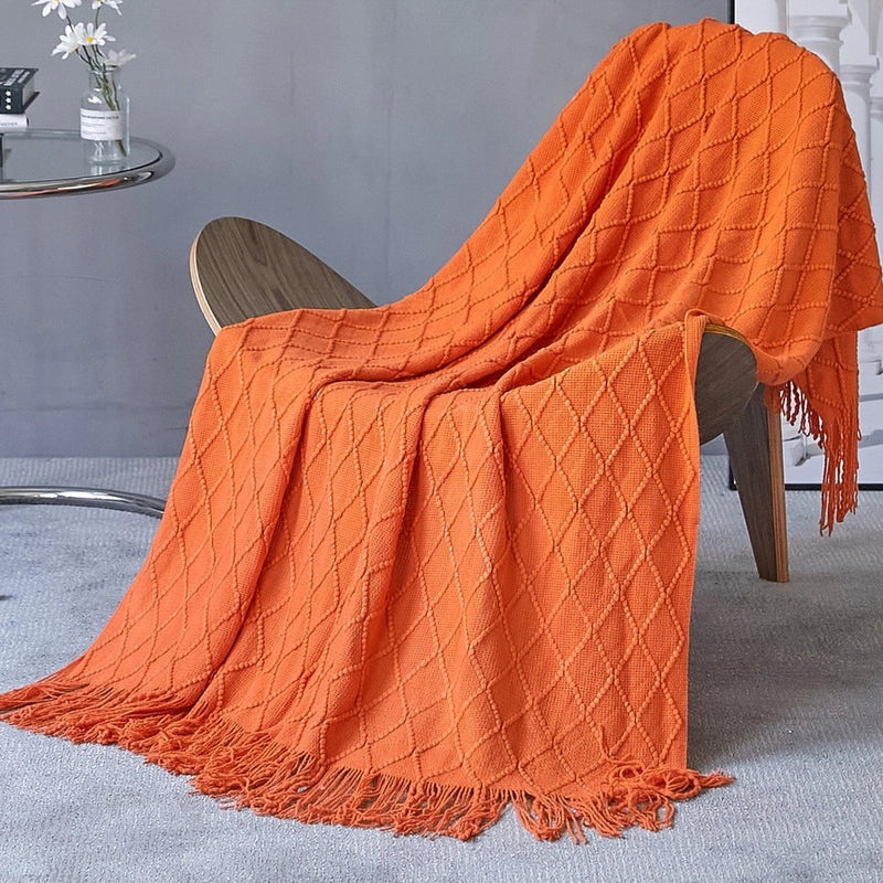Cozy Solid Color Acrylic Fiber Blanket for Home | Bedding & Blankets