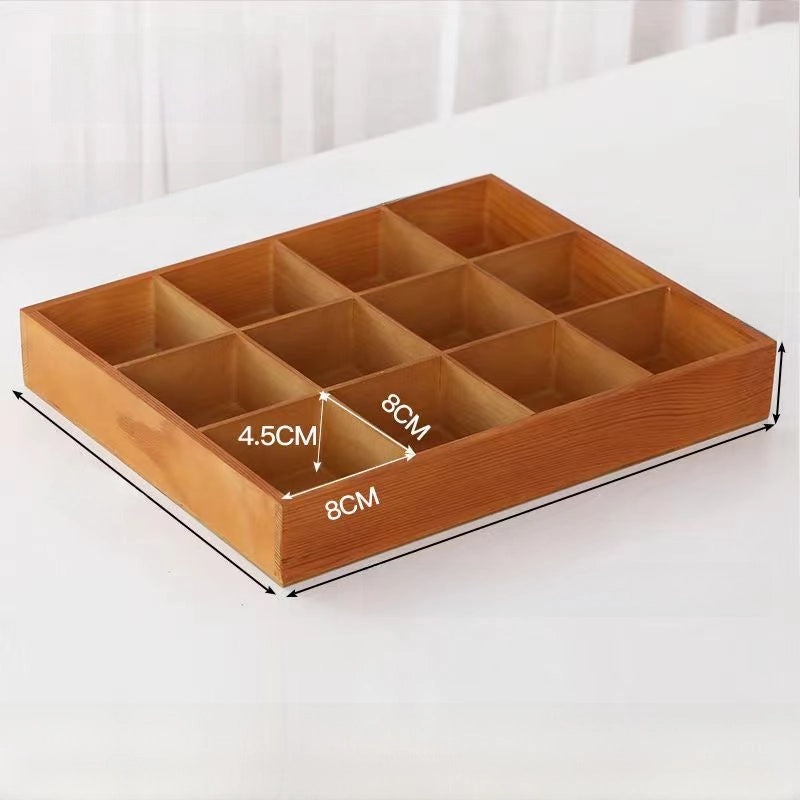 Wooden Multi-Grid Storage Box for Desktop | Home Storage & Organization