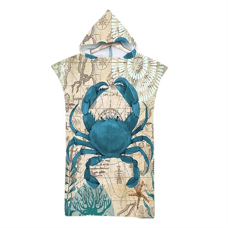 Geometric Print Hooded Beach Towel for Adults Soft Absorbent Cloak Bath Towels|Bath & Beach Towels