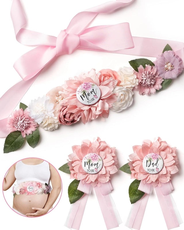 Mom To Be Flower Belt Baby Shower Corsage Badge Decorative Accessory | Baby Shower Accessories