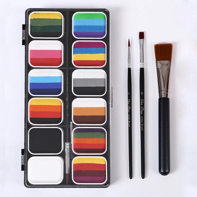 12-Color Face Paint Set for Kids Water-Soluble Safe Halloween Body Makeup|Children's Face Paint & Body Art
