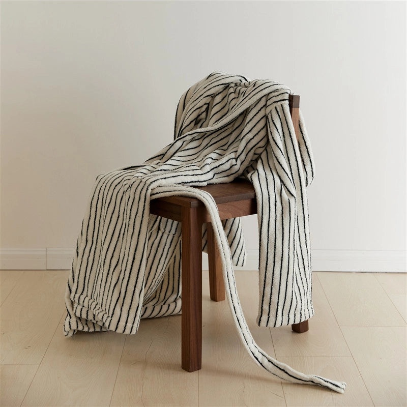 Simple Pinstripe Hooded Bathrobe for Adults Couples Comfortable Home and Hotel Wear|Bathrobes & Loungewear