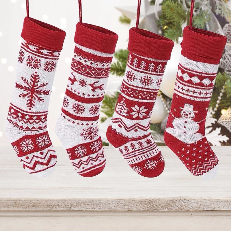 Christmas Snowflake Wool Socks Knitted Candy Pattern Holiday Decoration Props | Home & Living Accessories