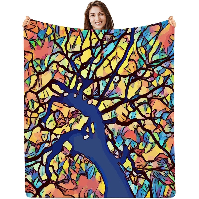 Halloween Floral Bat Skull Polyester Throw Blanket for Couch & Sofa | Home Decor