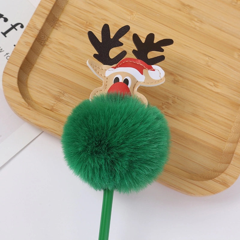 Cute Elk Christmas Ballpoint Pen with Hairball | Stationery & Office Supplies