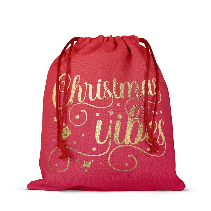 Christmas Linen Drawstring Gift Bag Portable Backpack Travel Storage Pouch | Gift Bags & Packaging