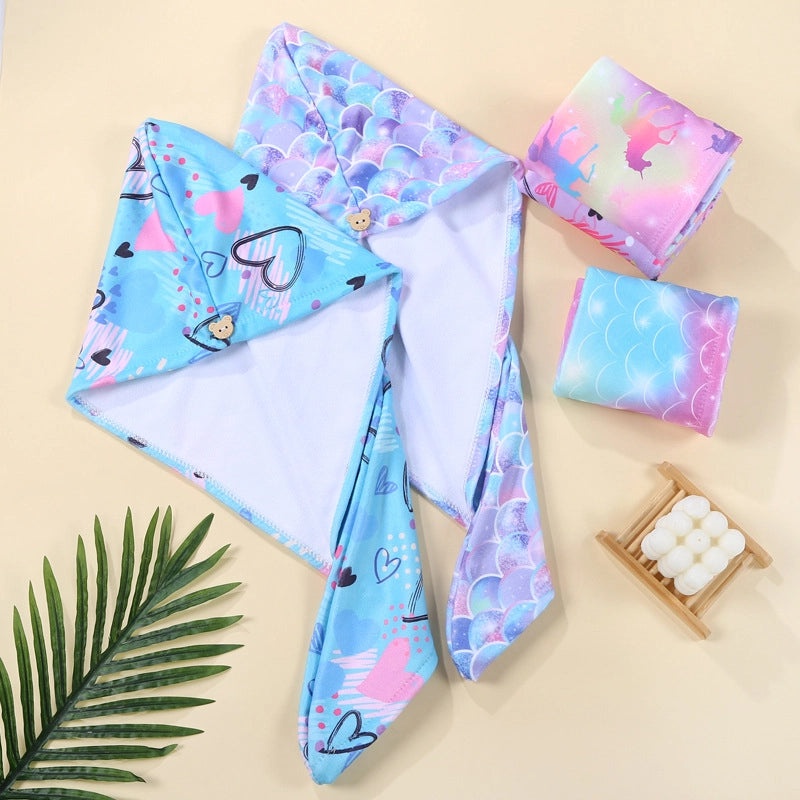 Soft Microfiber Quick-Dry Hair Cap with Digital Print for Shower and Shampoo Use|Hair Care Accessories