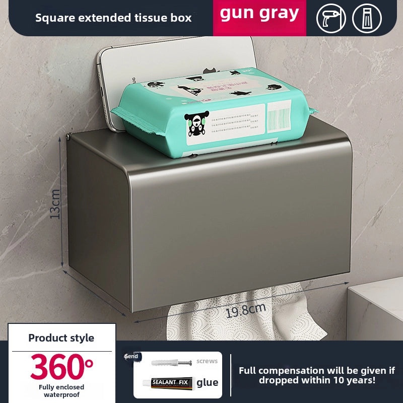Gun Grey Wall-mounted Aluminum Towel Rack Non-drill Toilet Bathroom Hanging Storage Rod|Bathroom Storage & Organization