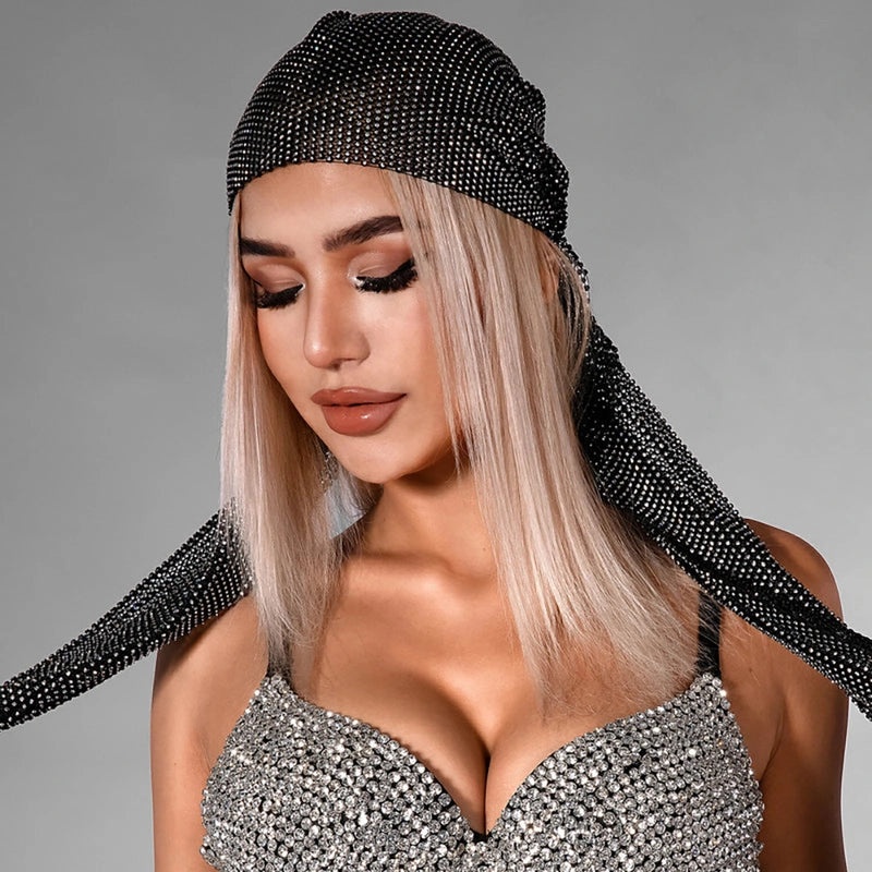 Flash Diamond Grid Elastic Hair Band Personalized Full Diamond Pirate Party Hat|Accessories & Hair Accessories