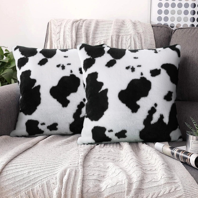 Cow Print Plush Pillowcase Soft Velvet Sofa and Car Cushion Cover|Home Decor & Cushions