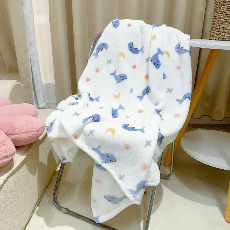 Cozy Cartoon Crayon Plush Flannel Blanket for Autumn Winter | Home & Living Bedding